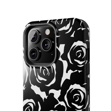 Black & White Rose Phone Case – Stylish Floral Protection