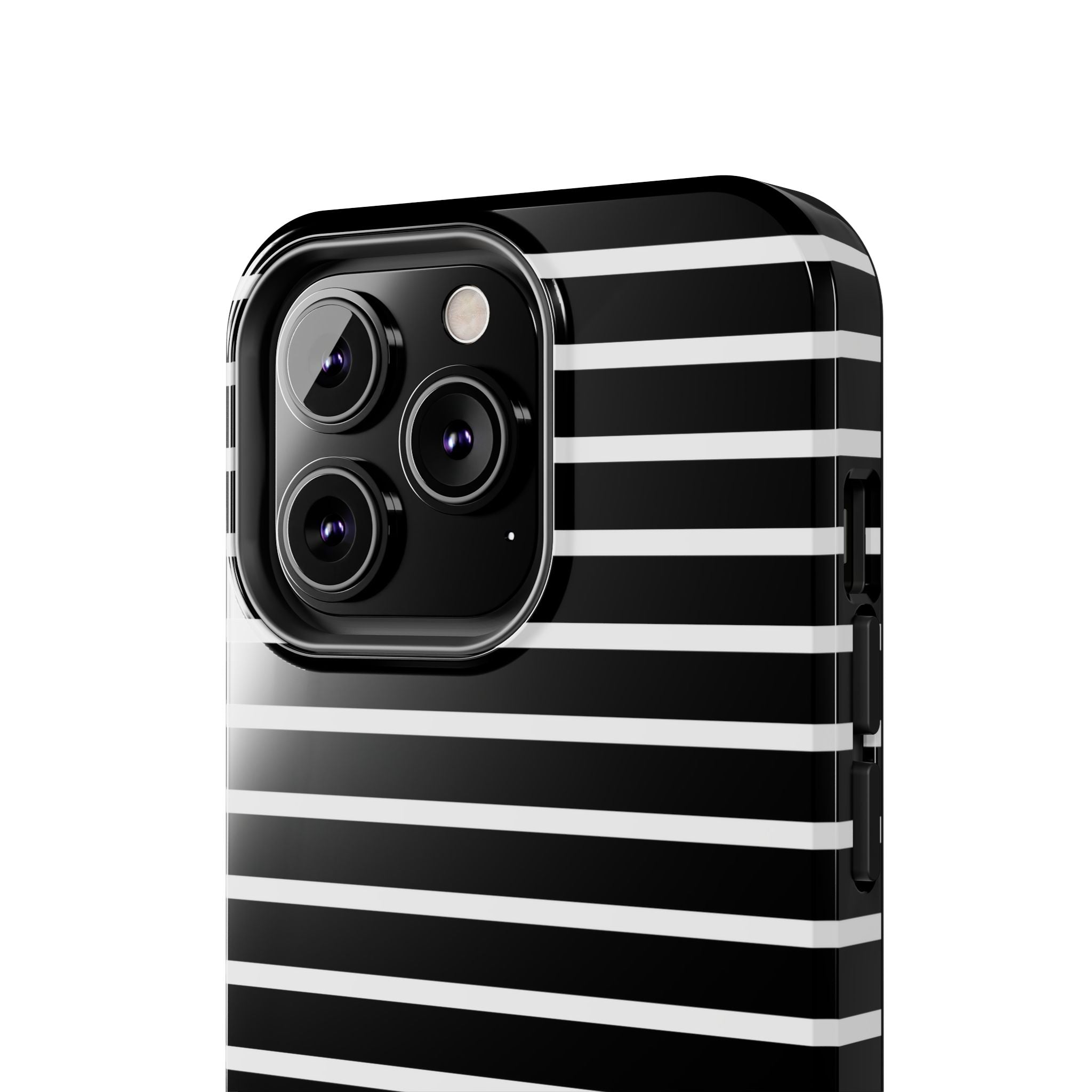 Black & White Striped iPhone Case – Shockproof 2-Piece Design