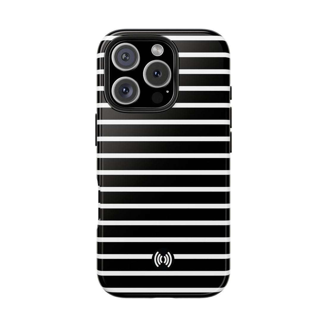 Black & White Striped iPhone Case – Shockproof 2-Piece Design