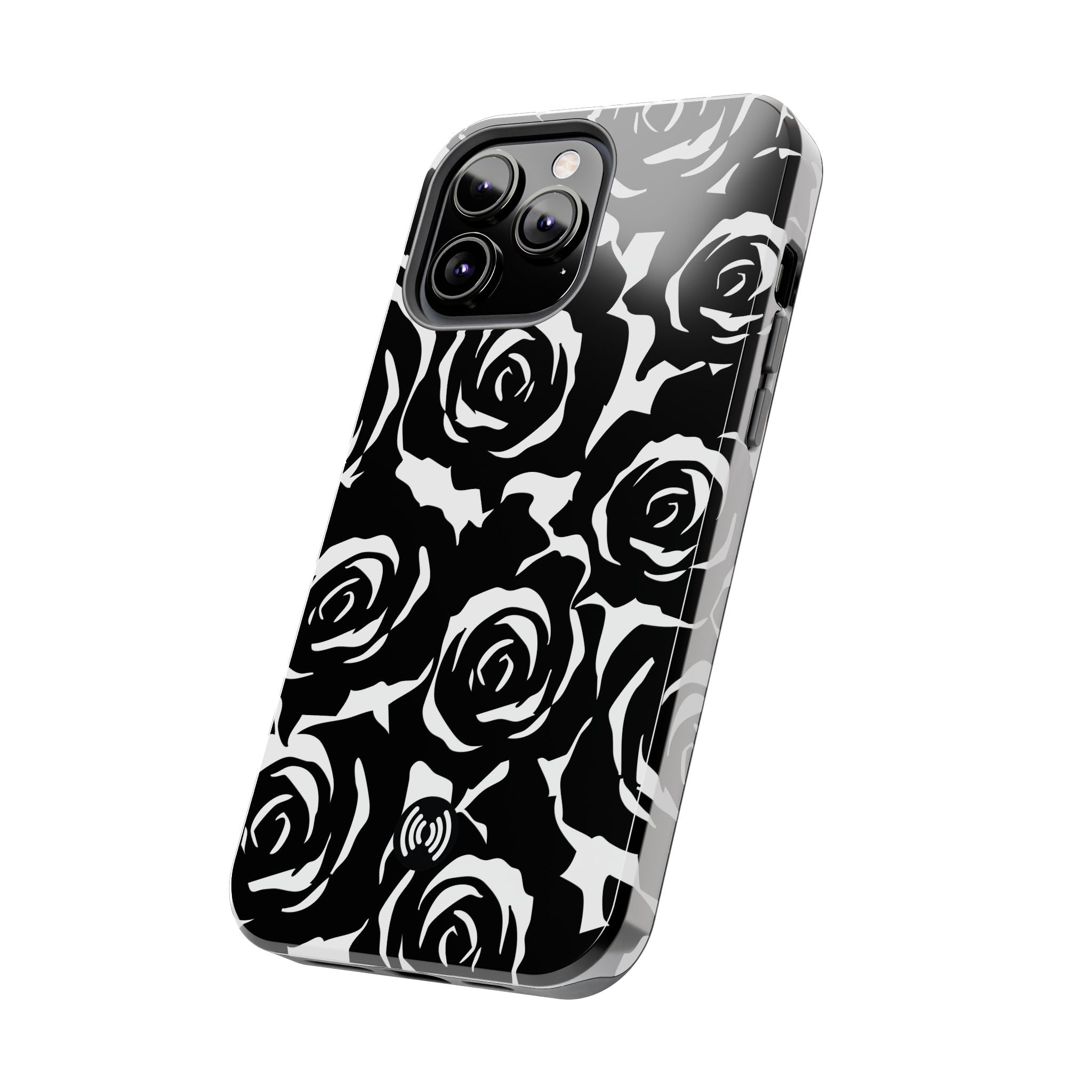 Black & White Rose Phone Case – Stylish Floral Protection