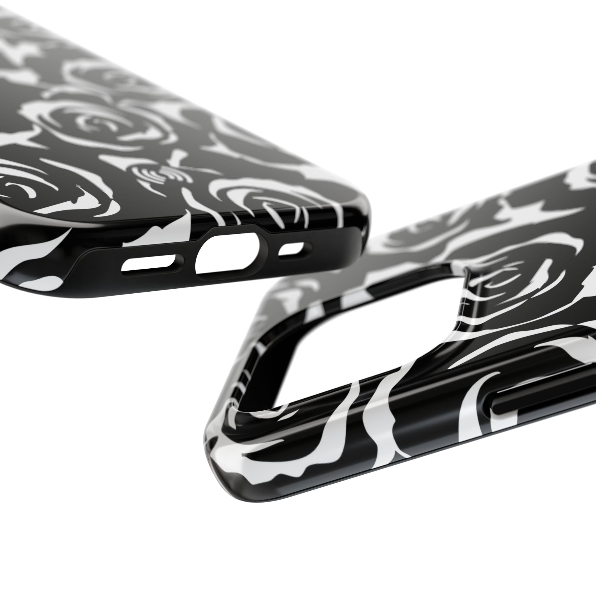 Black & White Rose Phone Case – Stylish Floral Protection