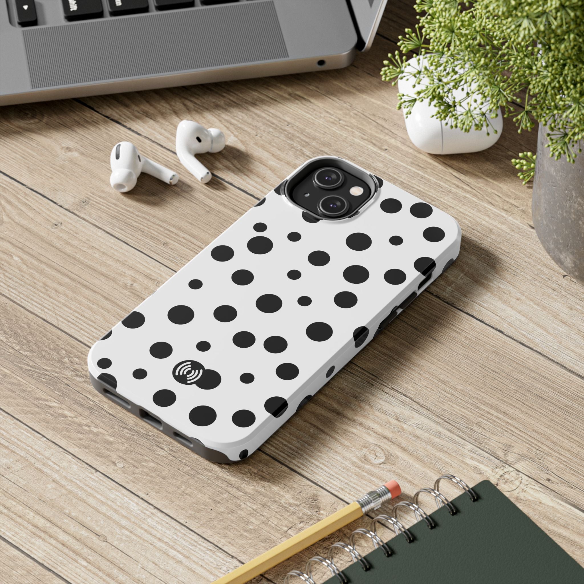 White & Black Dot Phone Case for iPhone & Samsung