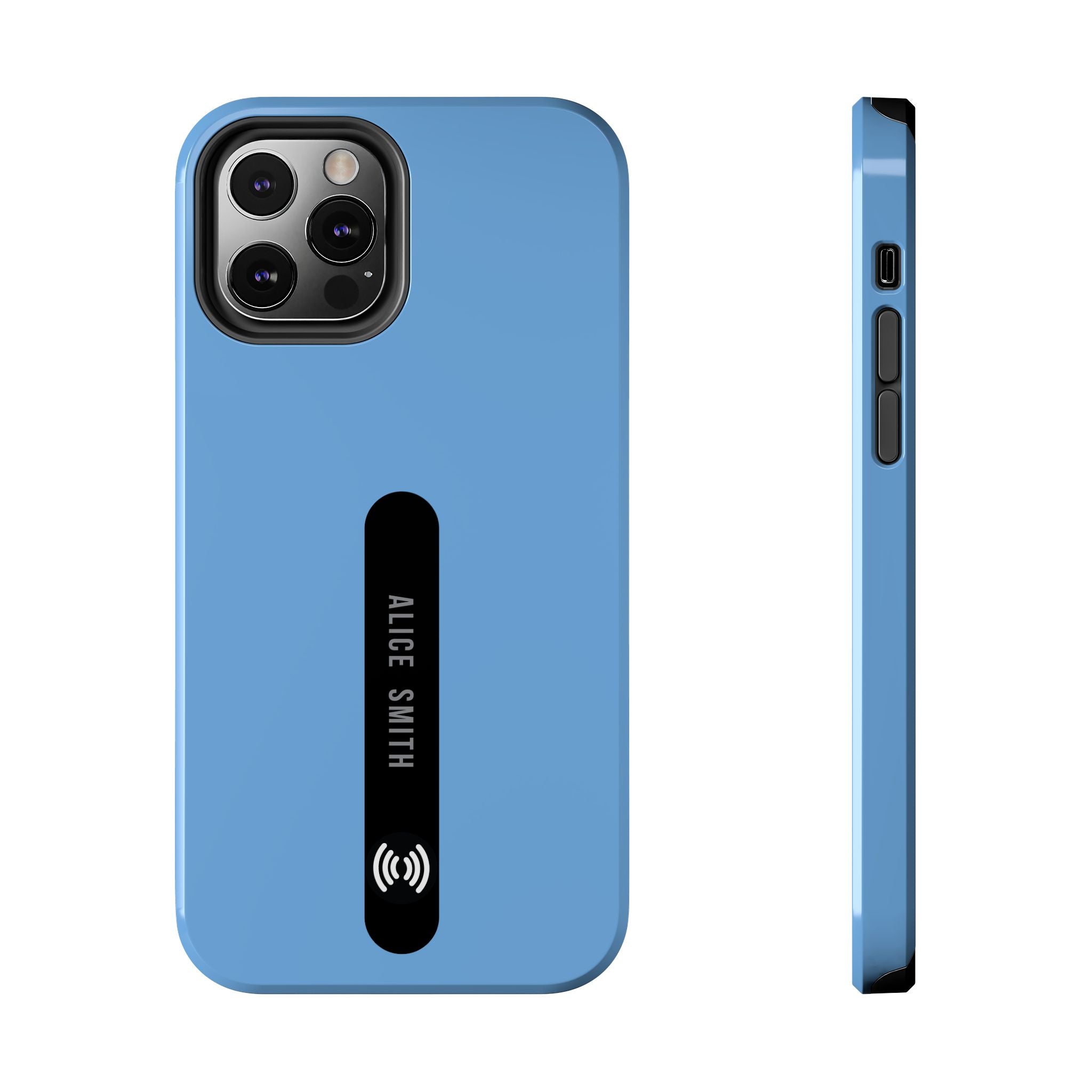 Custom Sky Blue Phone Case with Name for iPhone & Samsung