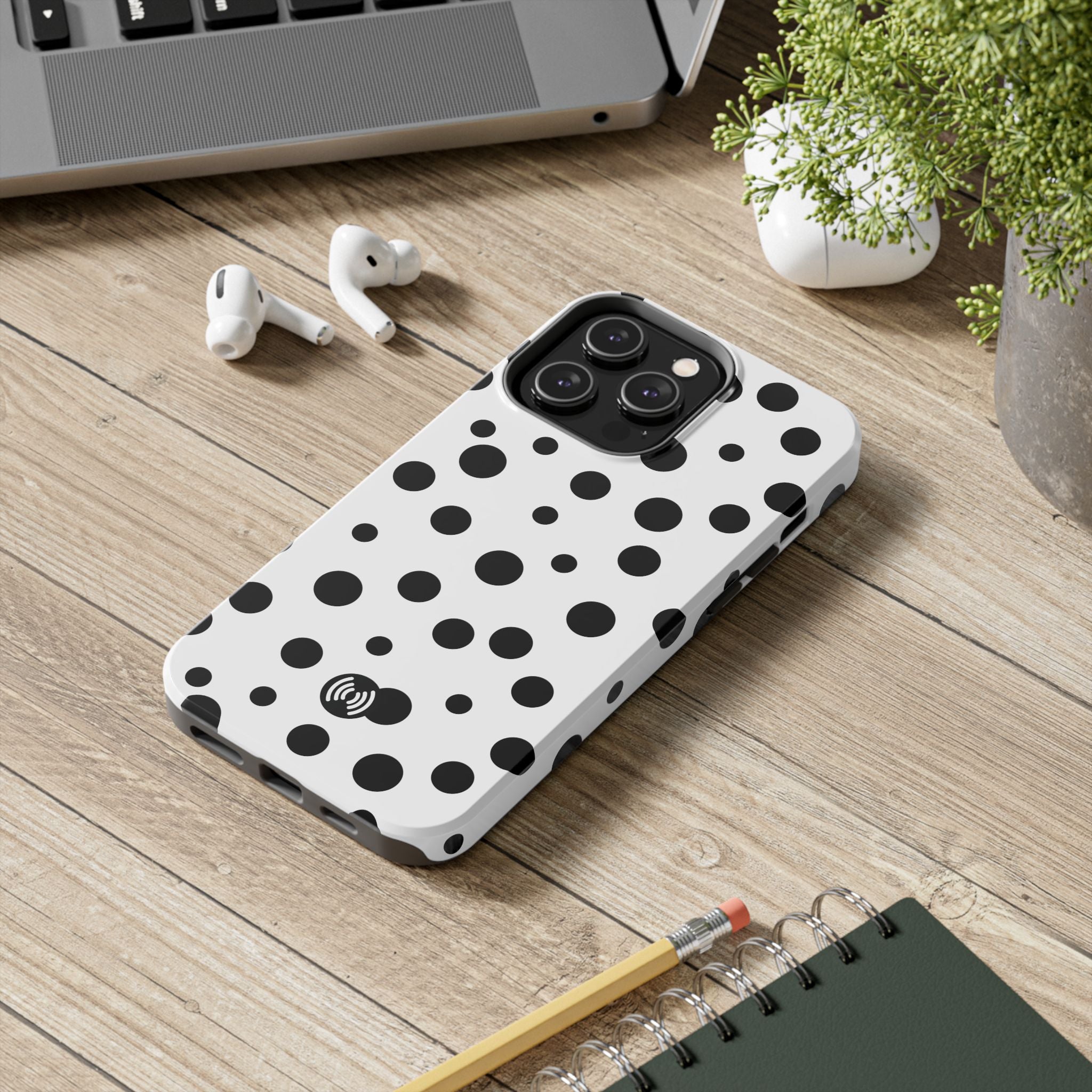 White & Black Dot Phone Case for iPhone & Samsung