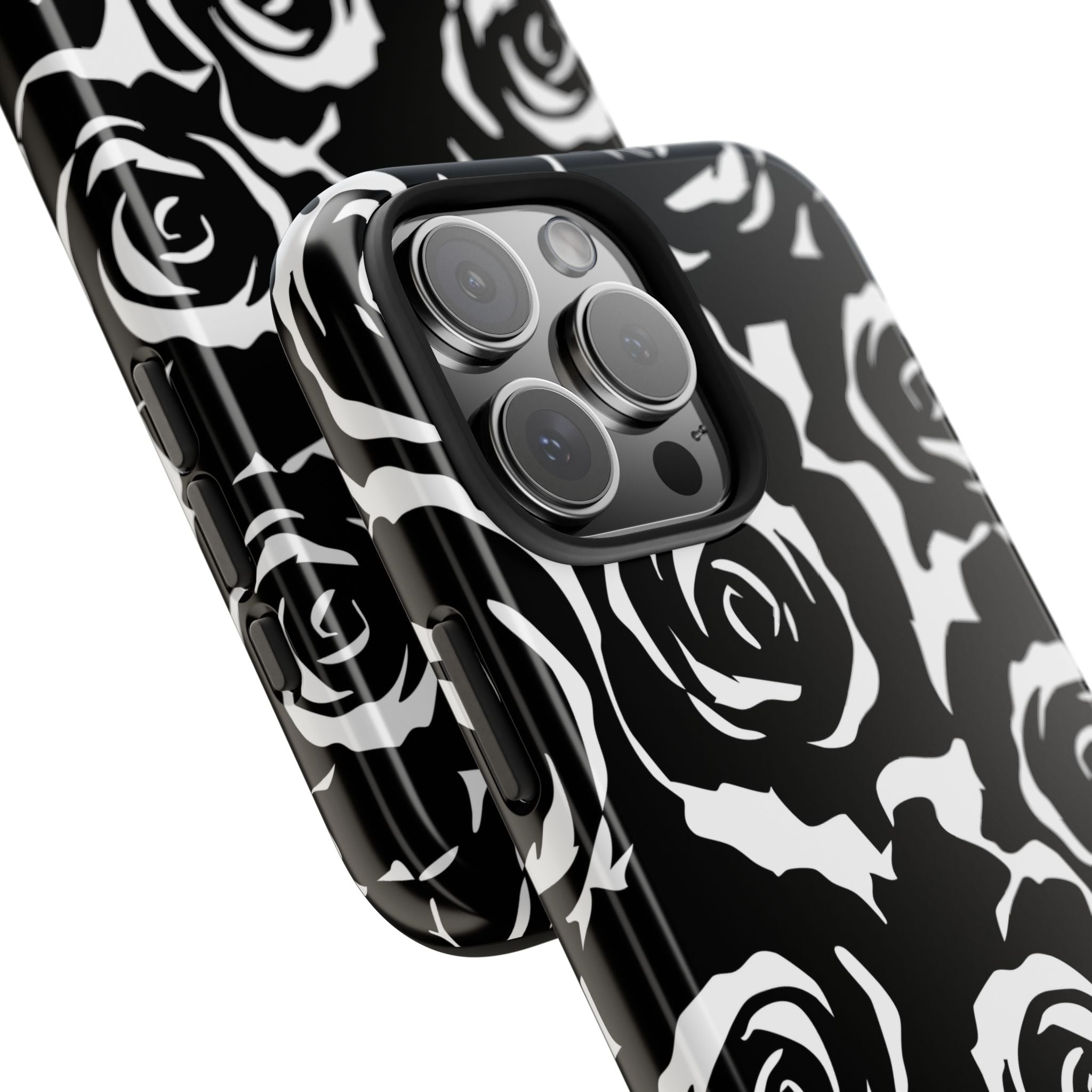 Black & White Rose Phone Case – Stylish Floral Protection