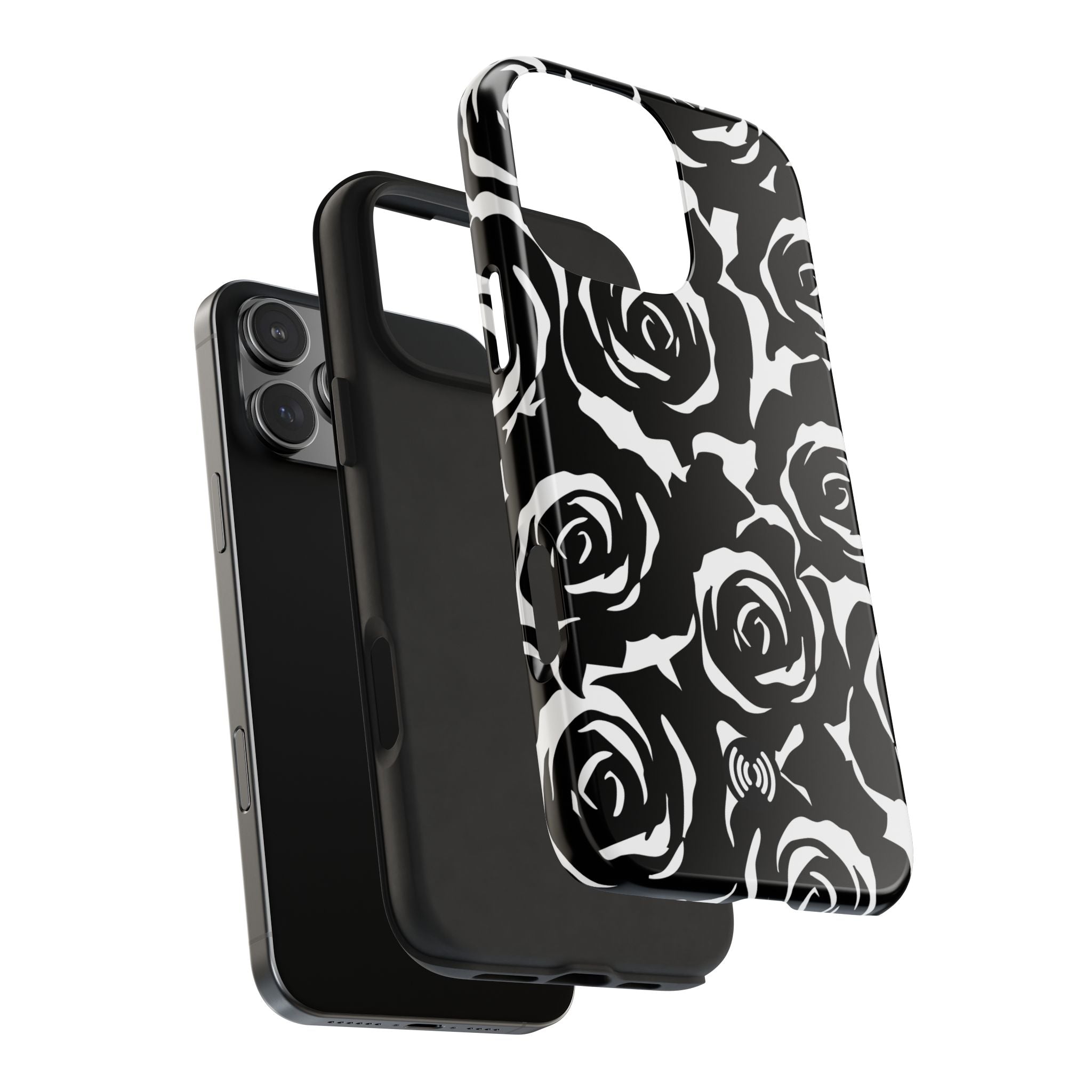 Black & White Rose Phone Case – Stylish Floral Protection