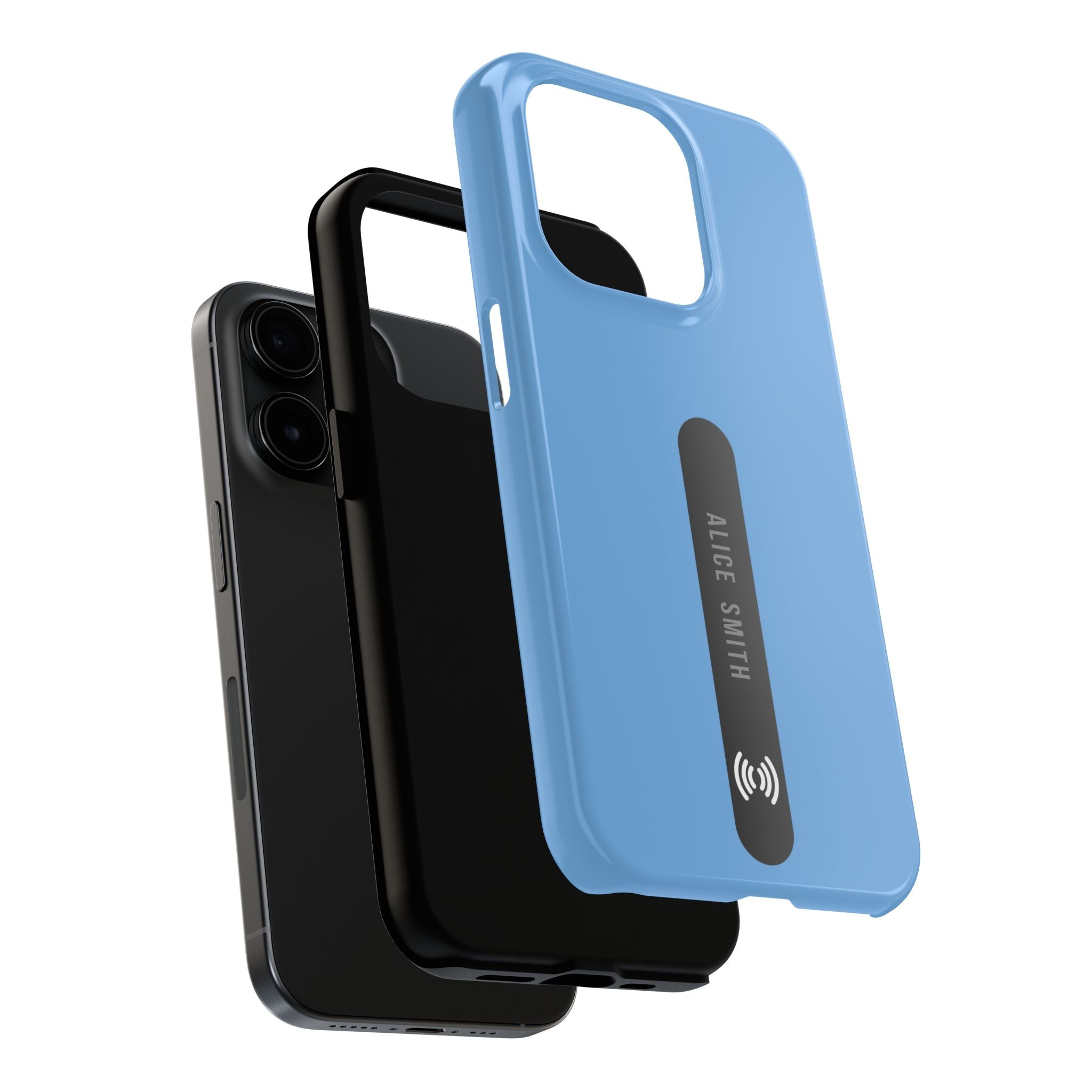 Custom Sky Blue Phone Case with Name for iPhone & Samsung