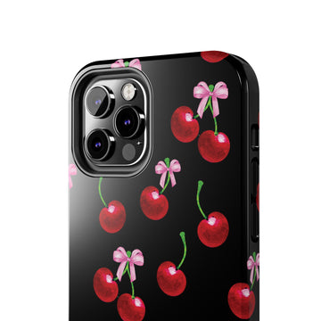 Black Cherries & Pink Bows Phone Case for iPhone & Samsung