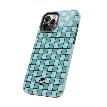 Aqua and Black Checkered Pattern Phone Case for iPhone & Samsung