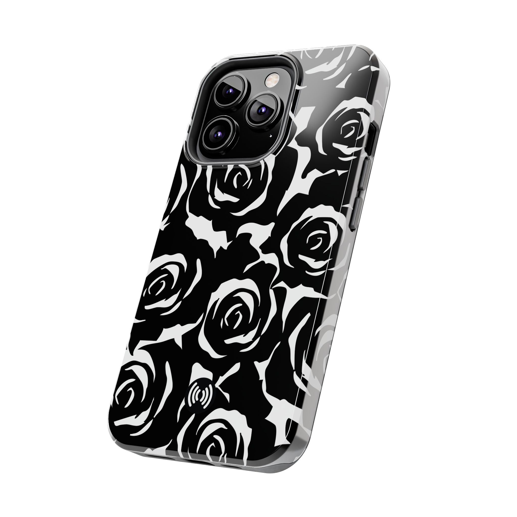 Black & White Rose Phone Case – Stylish Floral Protection