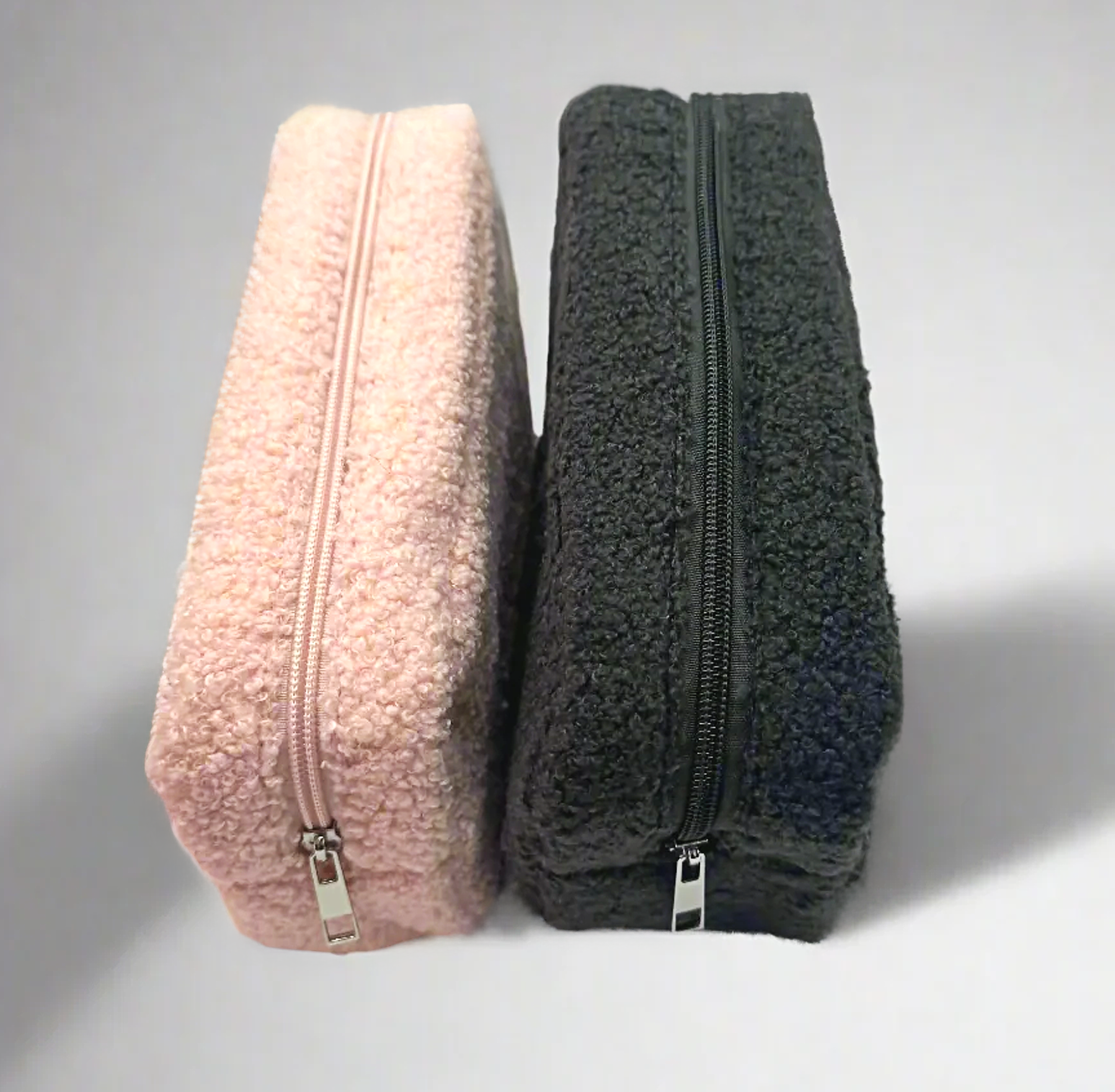 Custom Embroidered Teddy Fur Pouch Makeup Bag