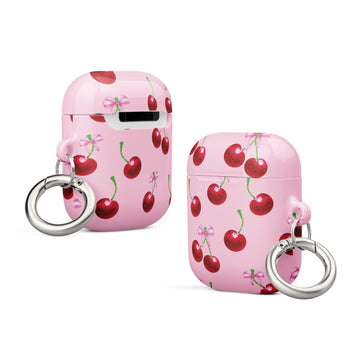 Cute Cherry Print AirPods® Case – Stylish Protection with Carabiner for All Generations