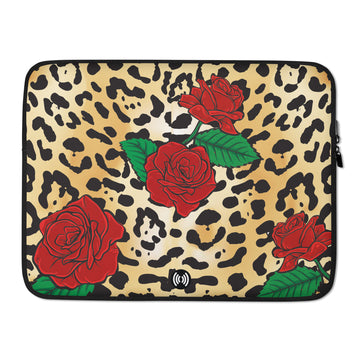 Leopard with Rose Laptop Sleeve