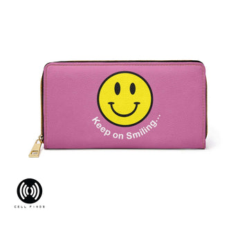 Happy Face Pink Zip-around Continental Wallet
