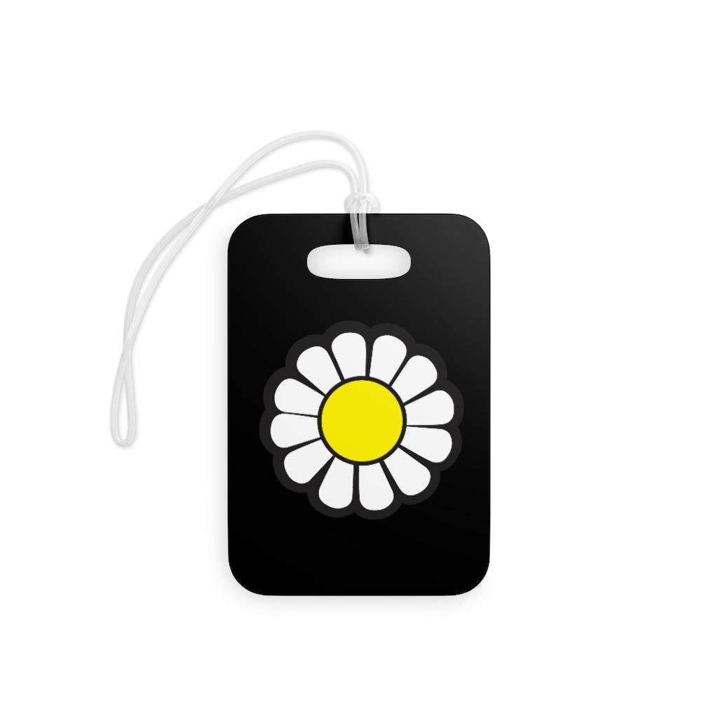 Cute Black and White White Daisy on smiling Luggage Tags