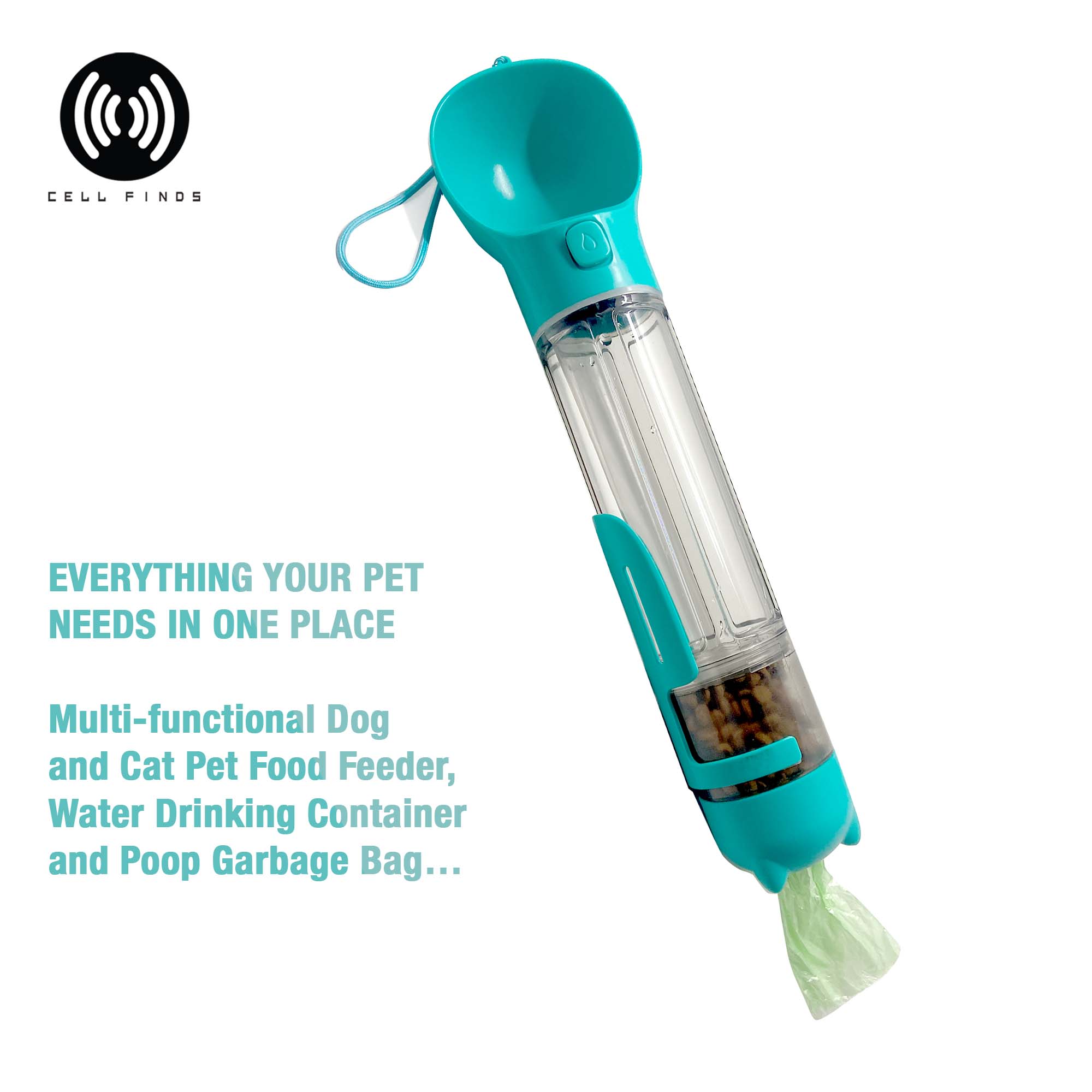 Multifunctional Dogs & Cat Pet Food Feeder, Water Drinking Container & Poop Garbage Bag