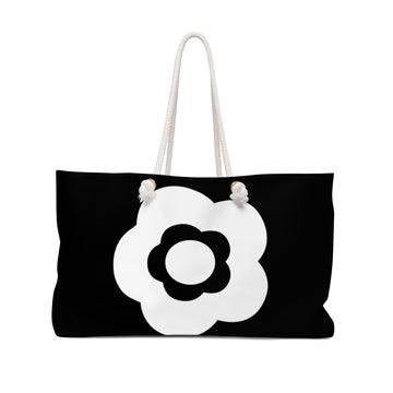 Black & White Flower Weekender Beach Bag