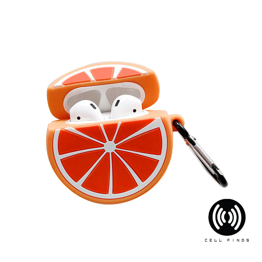 Cute Airpods 2nd Generation AirPod Case Orange Silicone Charging Case with Clip