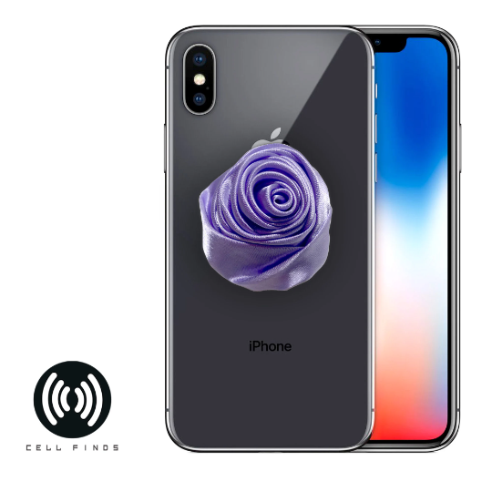 Purple Satin Rose Flower Mobile Holder and Phone Stand