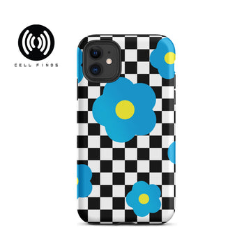 Check & Blue Flower iPhone Case -All sizes