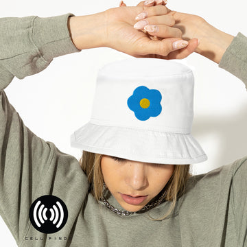 Embroidered Blue Daisy Flower Bucket Hat