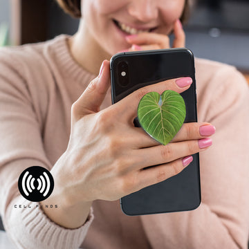Cute Green Leaf Phone Grip & Stand, Fits Any Cell Phone