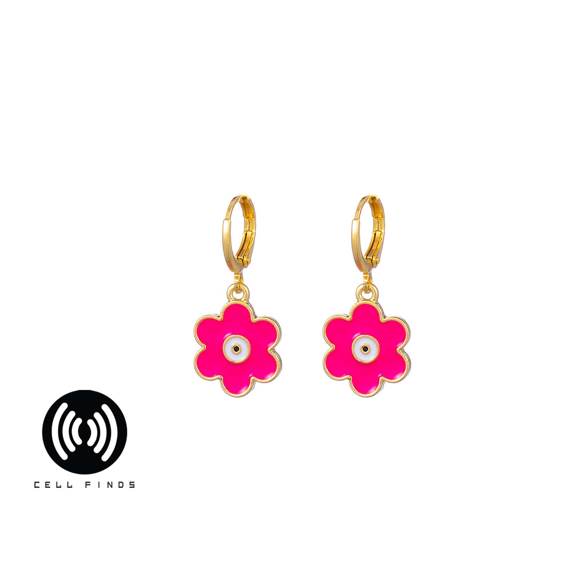 Cute Hot Pink Flower Fashion Earrings