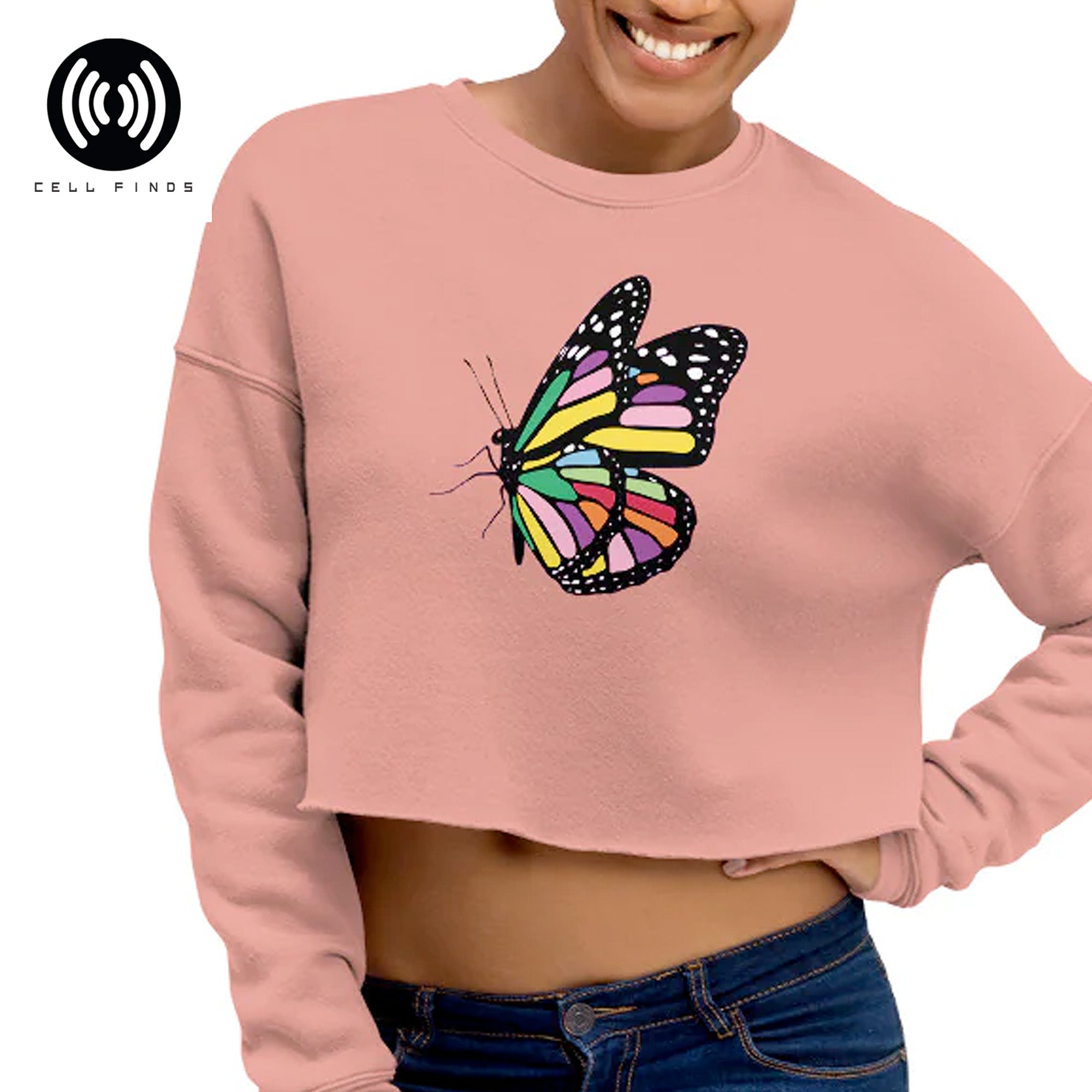 Cute Butterfly Crop Sweatshirt