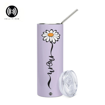 Mom's Purple Stainless steel tumbler with Daisy flower