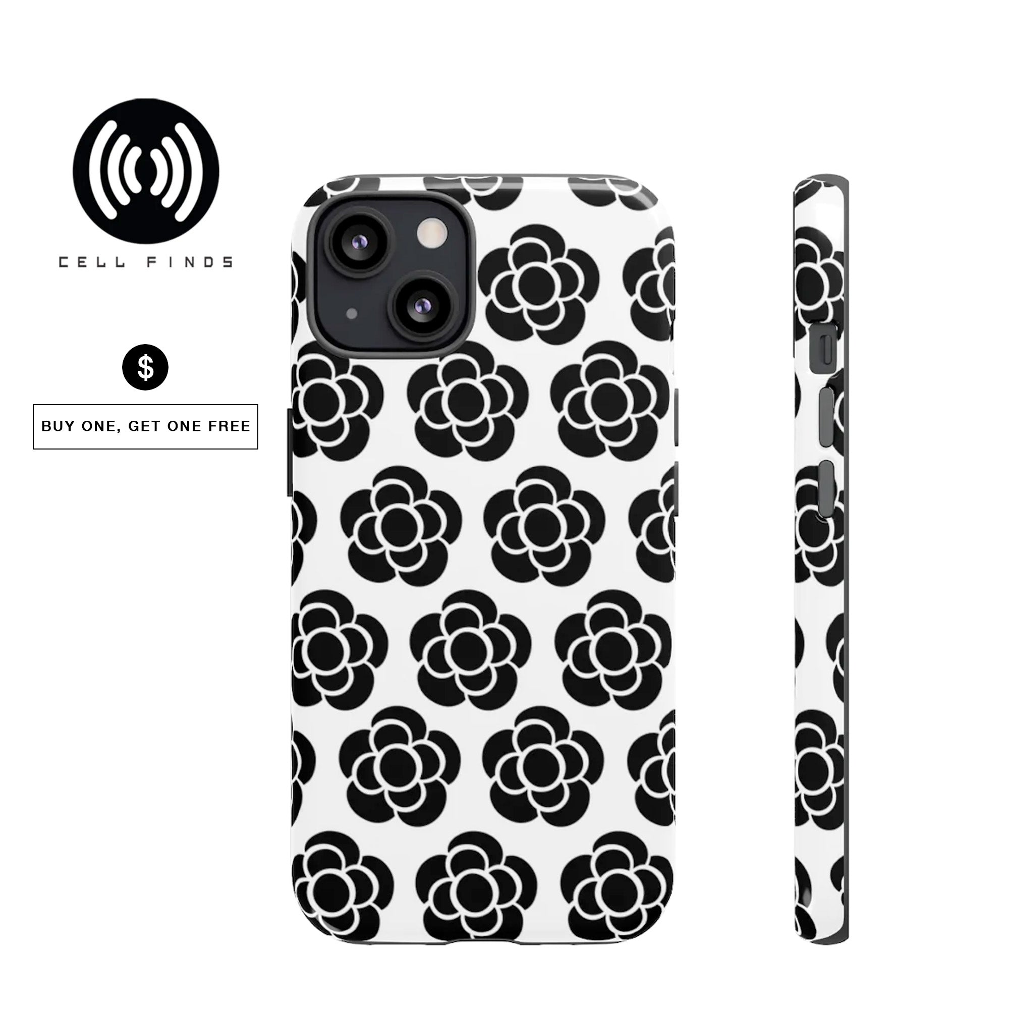 Cute Black & White Flower iPhone Case -All sizes