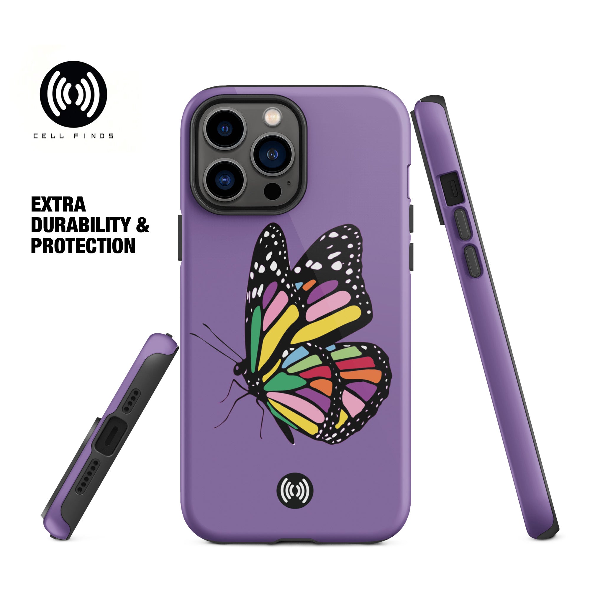 Colorful Butterfly with Light Purple Tough Case for iPhone®