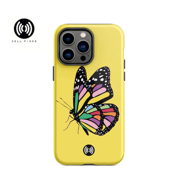 Cute Colorful Butterfly with Yellow Background Tough Case for iPhone®