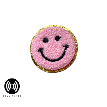 Pink Smiley Face Chenille Iron on Patch for Clothing and Accessories