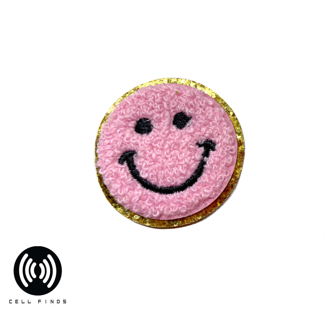 Pink Smiley Face Chenille Iron on Patch for Clothing and Accessories