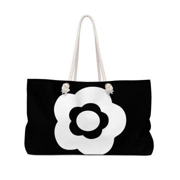 Black & White Flower Weekender Beach Bag
