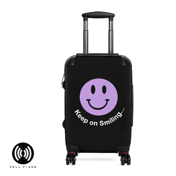 Cute Purple Happy Face, Keep on Smiling Graphic Suitcases