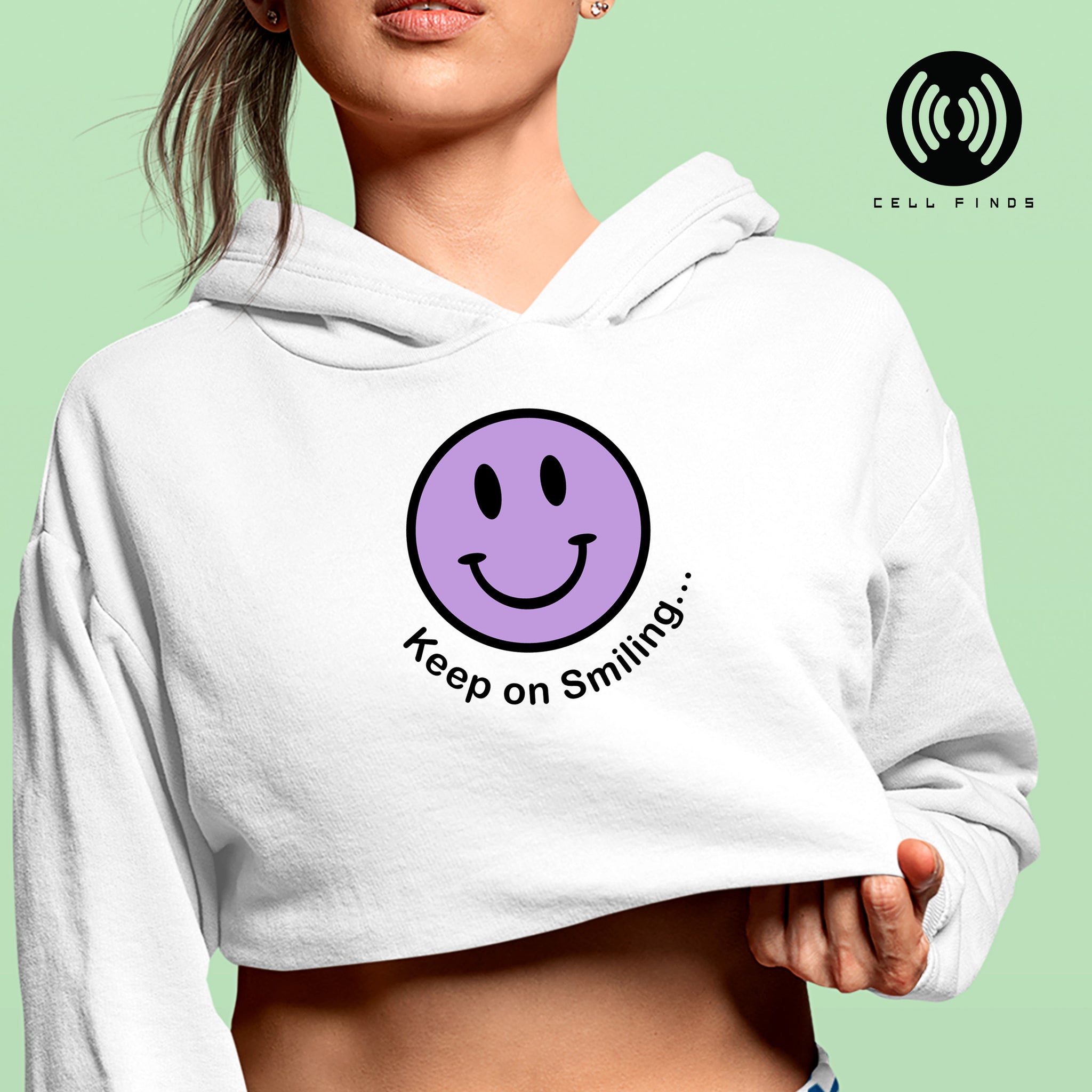 Purple Keep On Smiling Women’s Cropped Hooded Sweatshirt