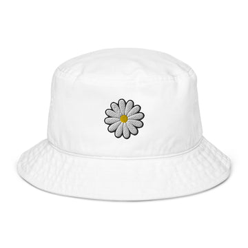 Cute Embroidered Daisy Organic bucket hat