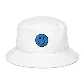 Cute Blue Happy Face Organic bucket hat