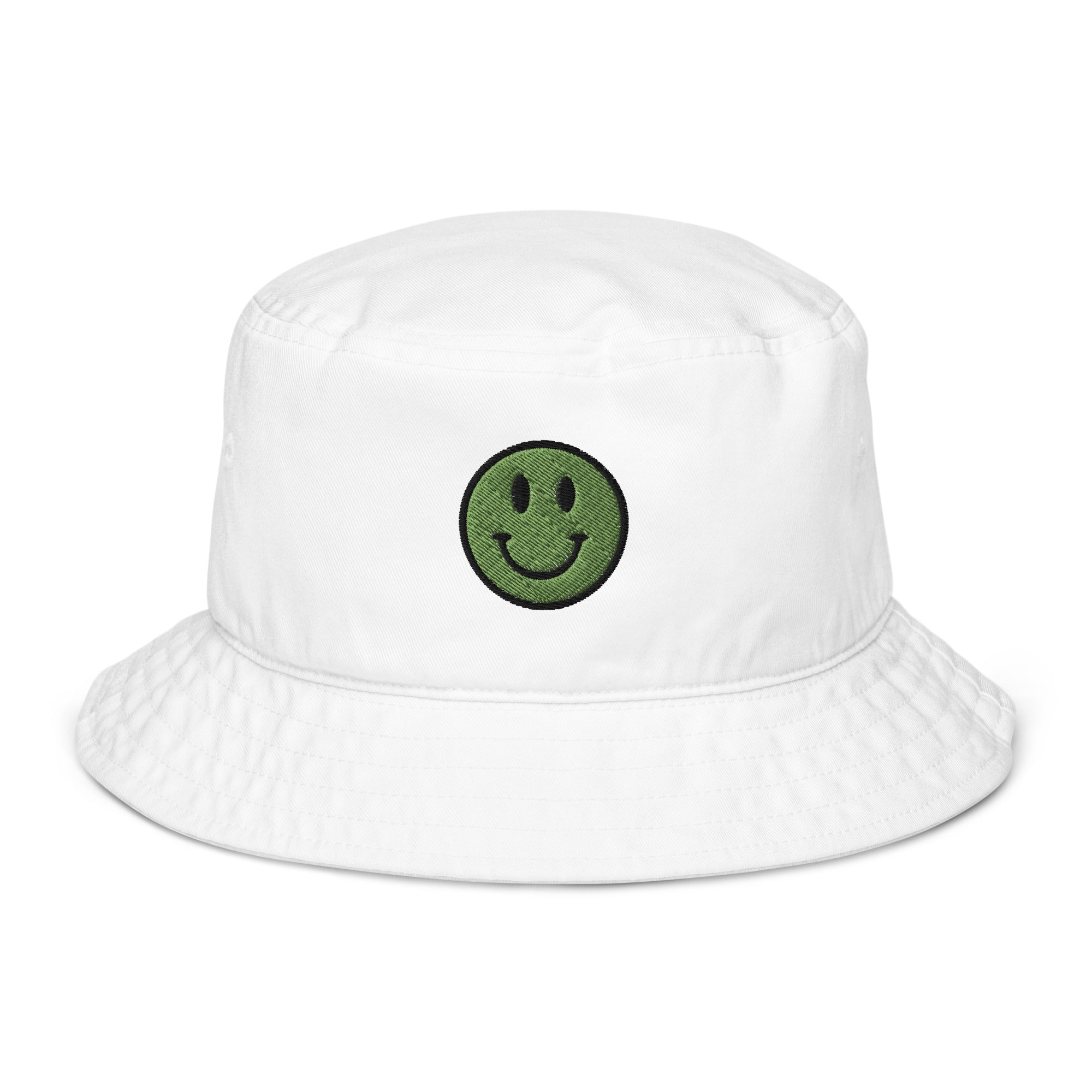 Cute Green Happy Face Organic bucket hat