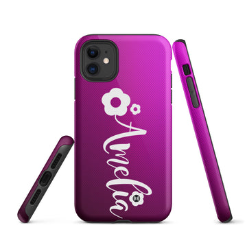 Customized Name with Cute Flower Pink Tough iPhone case