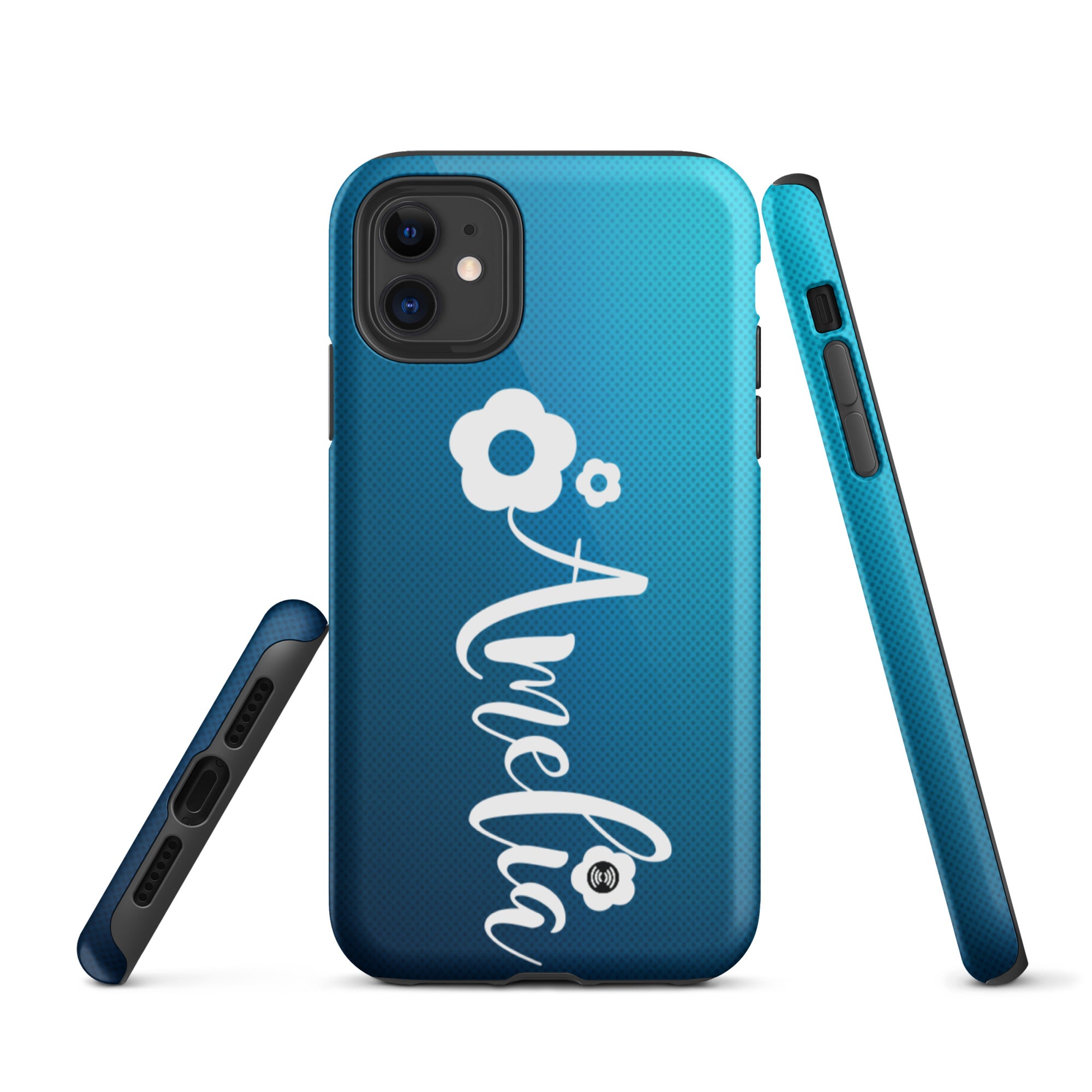 Customized Name with Cute Flower Aqua Tough iPhone case