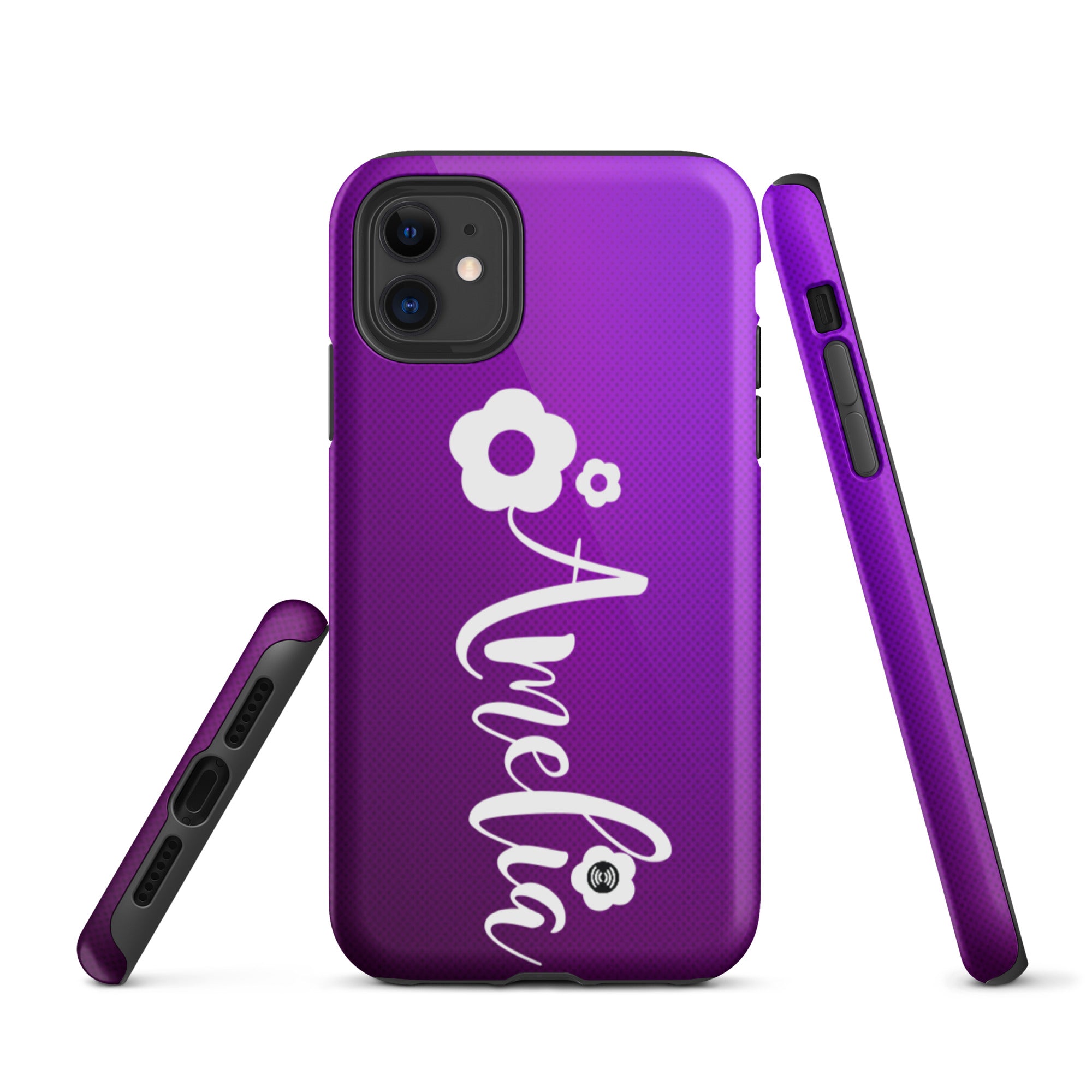 Customized Name with Cute Flower Purple Tough iPhone case