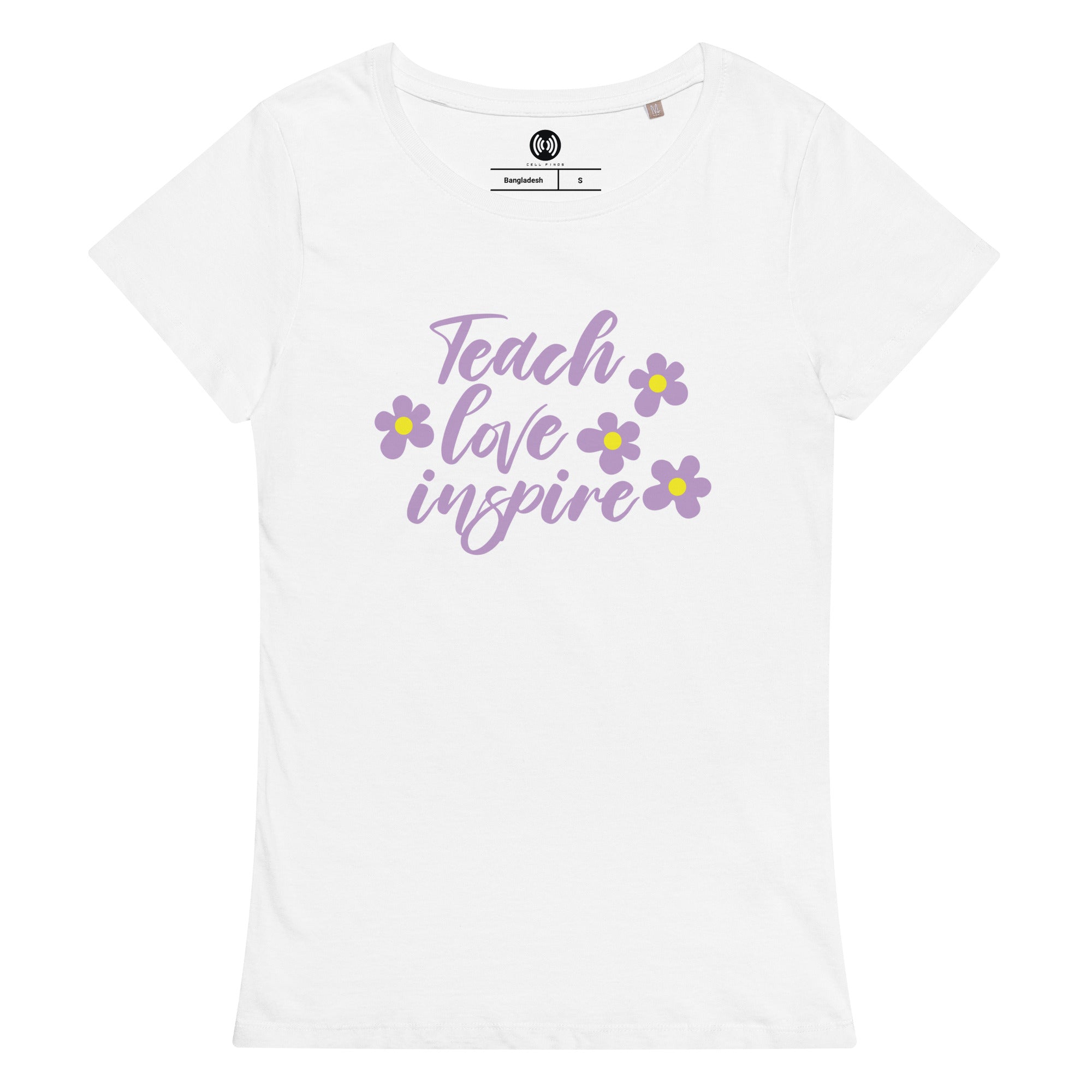 Teach Love Inspire with Flowers Women’s basic organic t-shirt