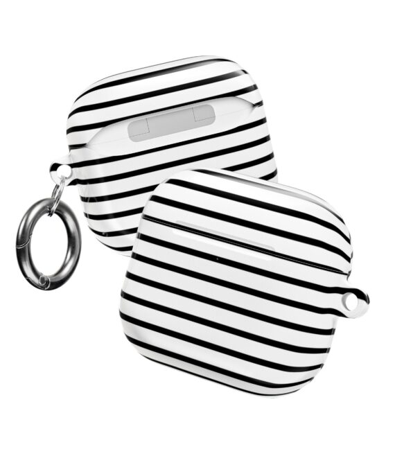 Black & White Stripe AirPods Case with Keyring