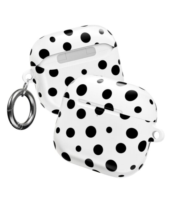 Black & White Polka Dot AirPods Case Cover with Keyring