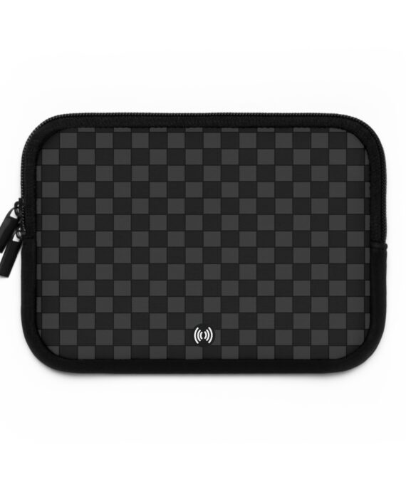 Black Checkered Neoprene Laptop Sleeve, Computer Case | Cellfinds