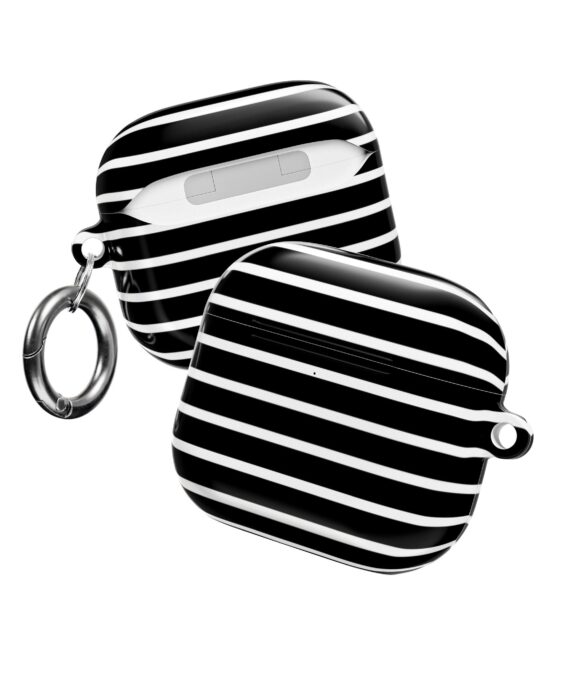 Black Striped AirPods Case with Keyring