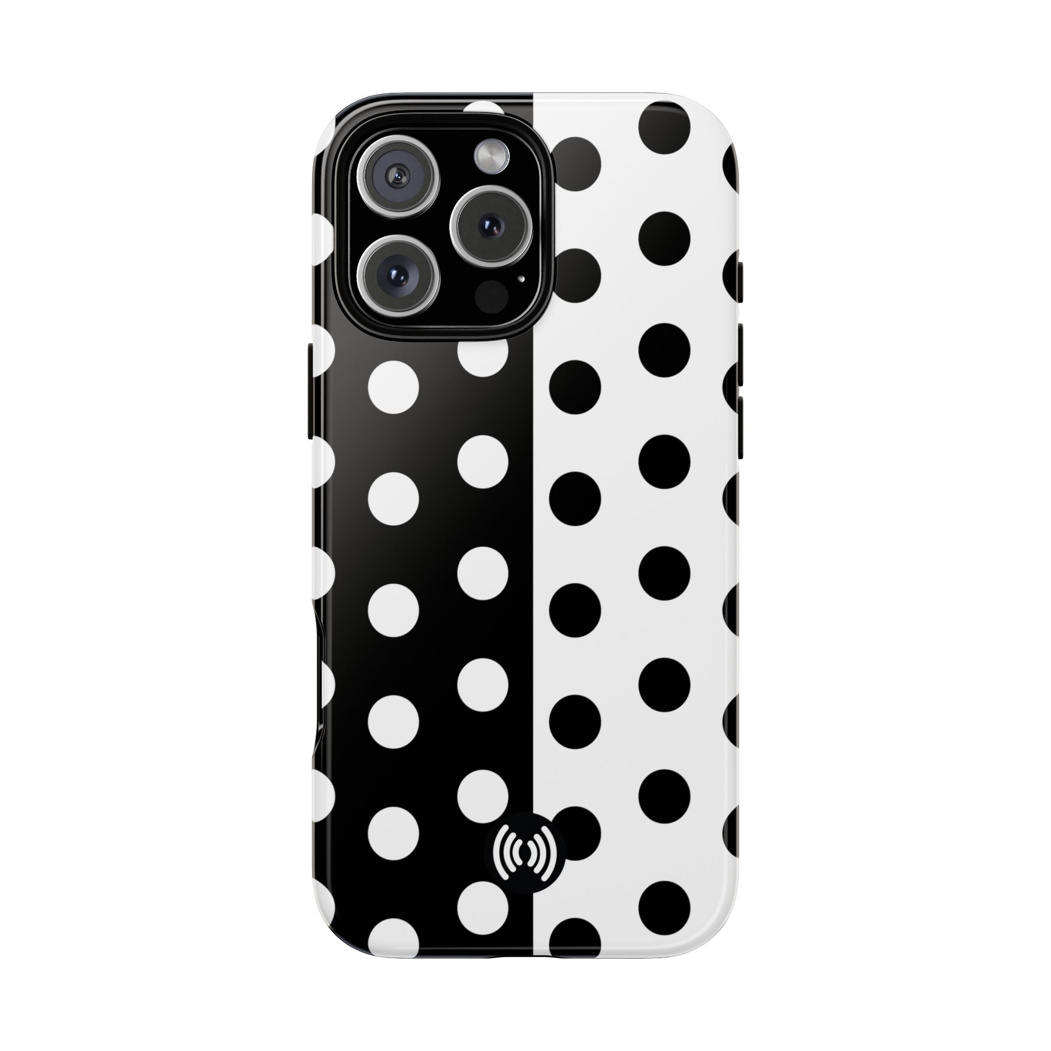Polka Dot Black & White Split Design Phone Case — Cellfinds - Image 77