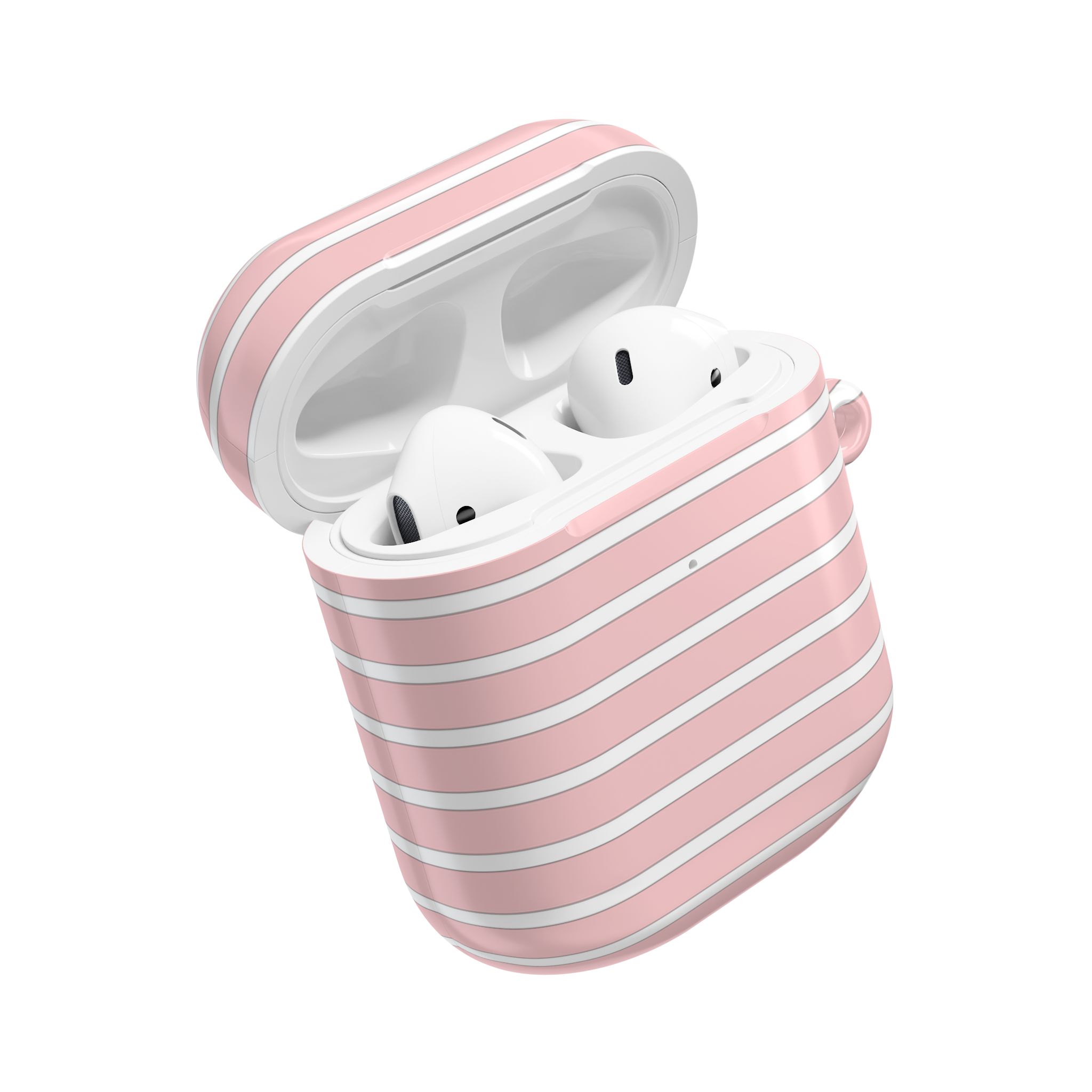 Pink Striped AirPods Case with Keyring - Image 25